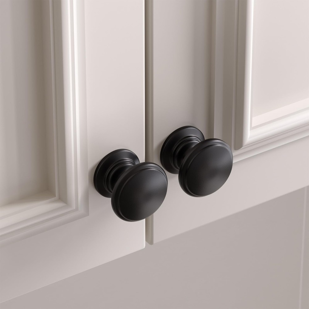 Goldenwarm 25 Pack Cabinet Knobs Black Cabinet Knobs Round Black Drawer Pulls...