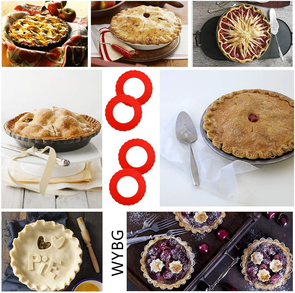 4 Pcs Mini Pie Crust Shields, Silicone Pie Pan Shield for Baking, Mini Pie Crust