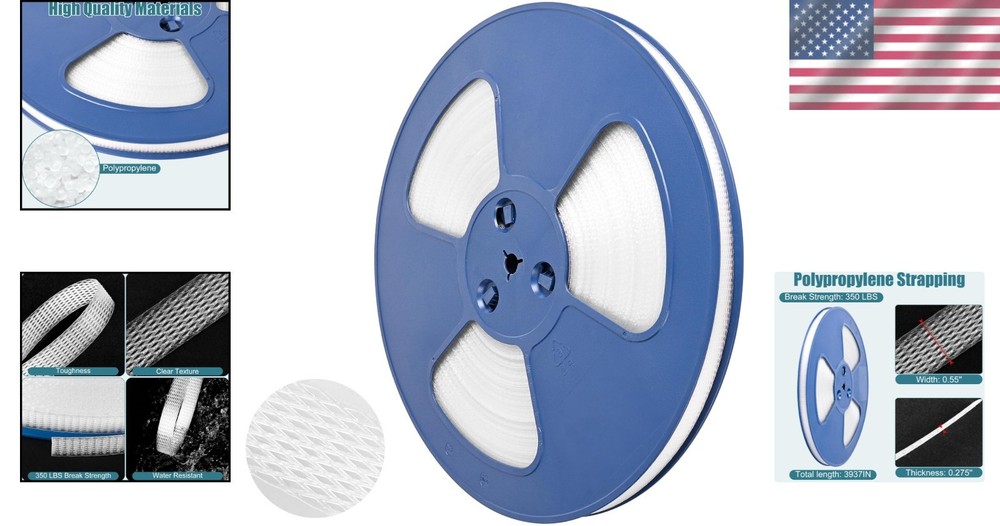 Heavy-Duty Polypropylene Strapping Roll 0.55'' x 3937'' - 350lbs Strength