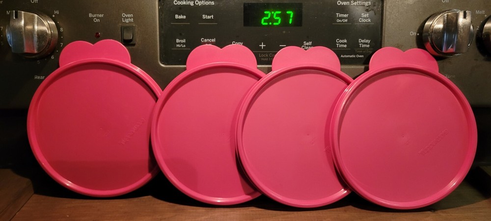 TUPPERWARE four C SEAL REPLACEMENT LIDs #2541 OR #3131 Butterfly pink
