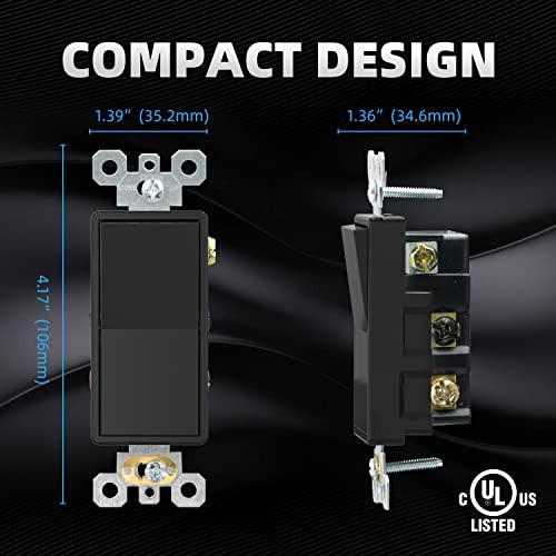 4 Way Decorative Light Switch, 15Amp, 120-277 Decorator Light Switch 10 Black