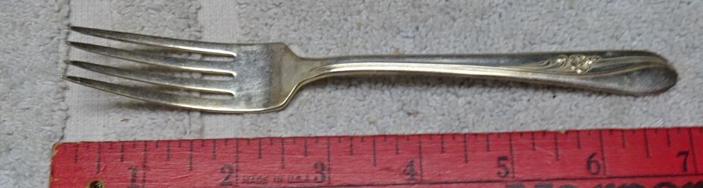 * Vintage - H & T Plate -  DINNER FORK - Meadow Flower - Silver-Plated Flatware