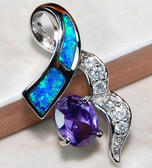 Treated Amethyst 925 Sterling Silver Pendant OP2