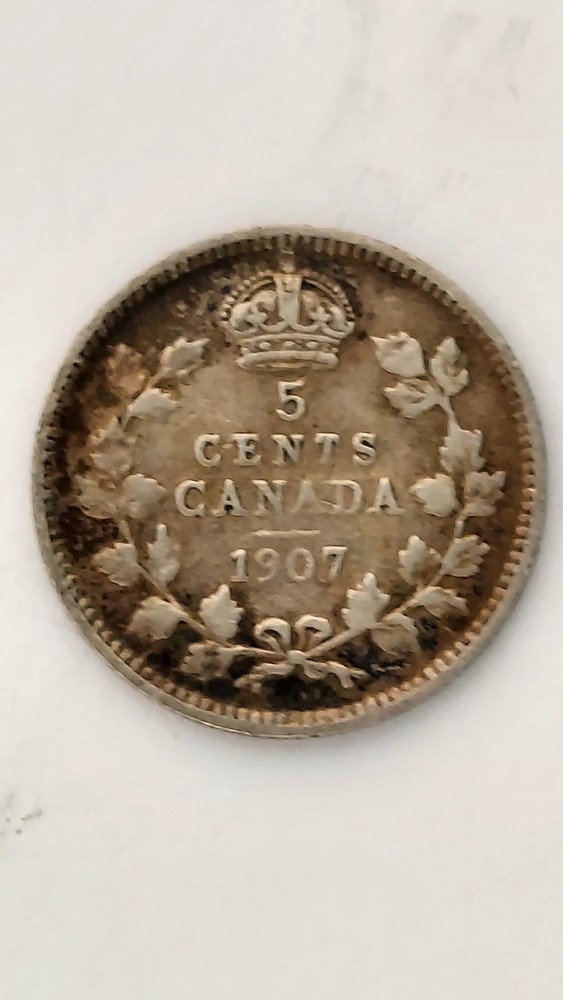 1907 Canada, 5 Cent Silver,.925 Silver