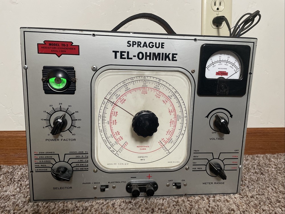 Vintage Sprague Tel-Ohmike TO-3 Resistor & Condensor/Capacitor Tester
