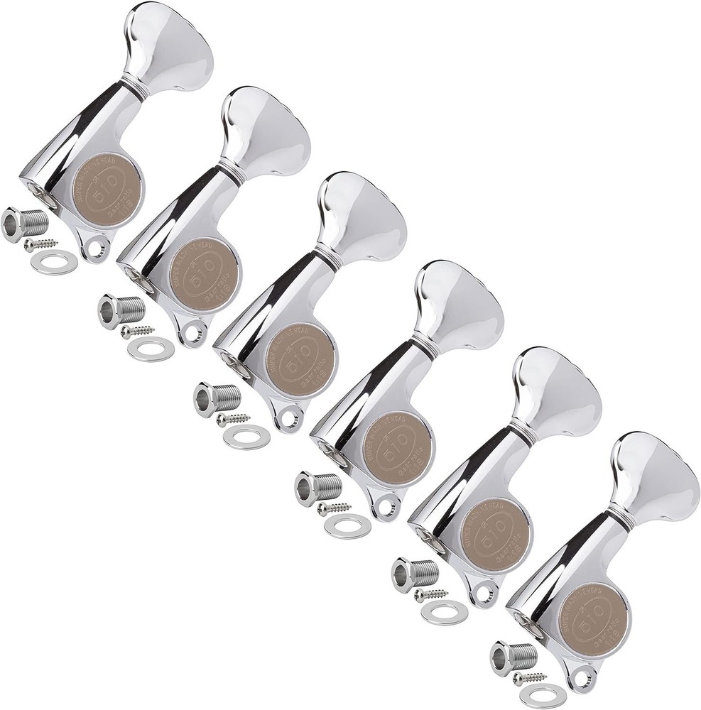 Gotoh Mini 510 6-In-Line Guitar Tuners with Metal Knobs, Chrome