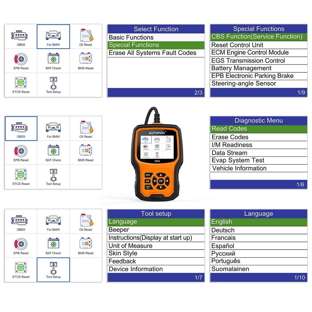 AUTOPHIX 7910 Elite Full System Diagnostic Tool For BMW OBD2 Scanner Code Reader