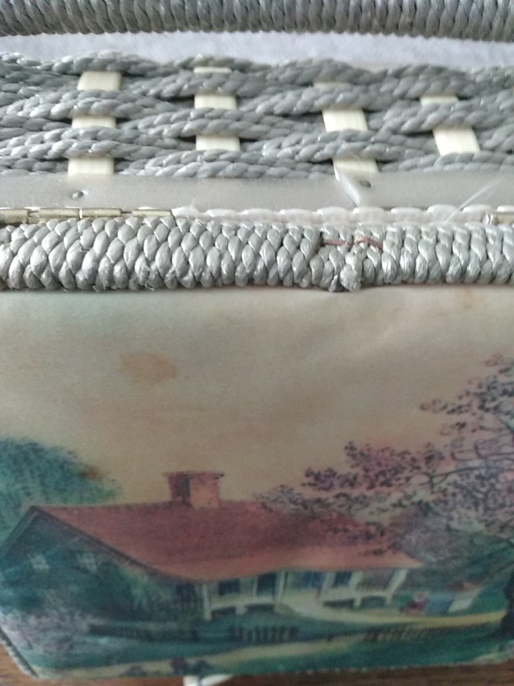 Vintage Sewing Basket Weaved