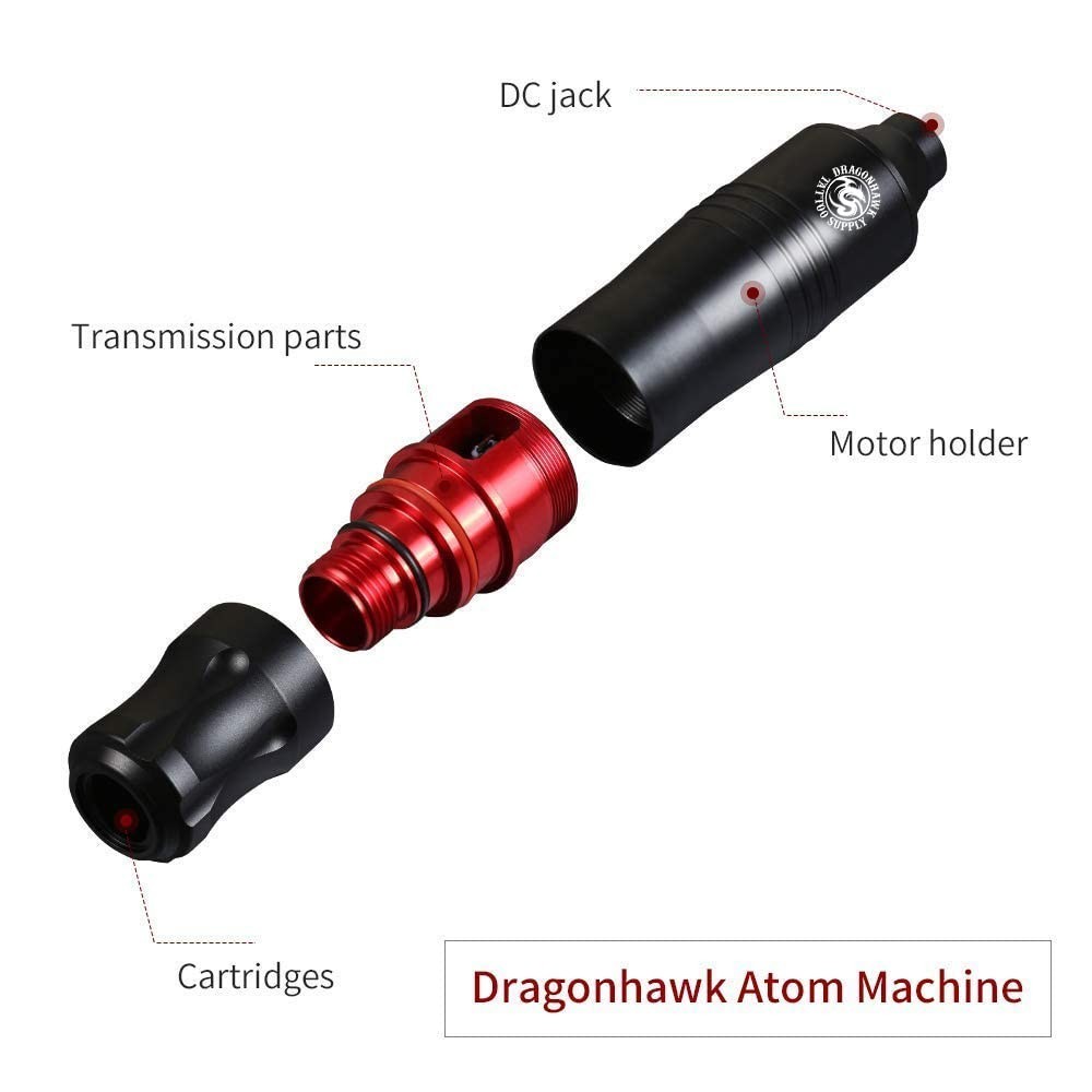 Atom Tattoo Pen Kit: Rotary Machine + Cartridge Needles Set