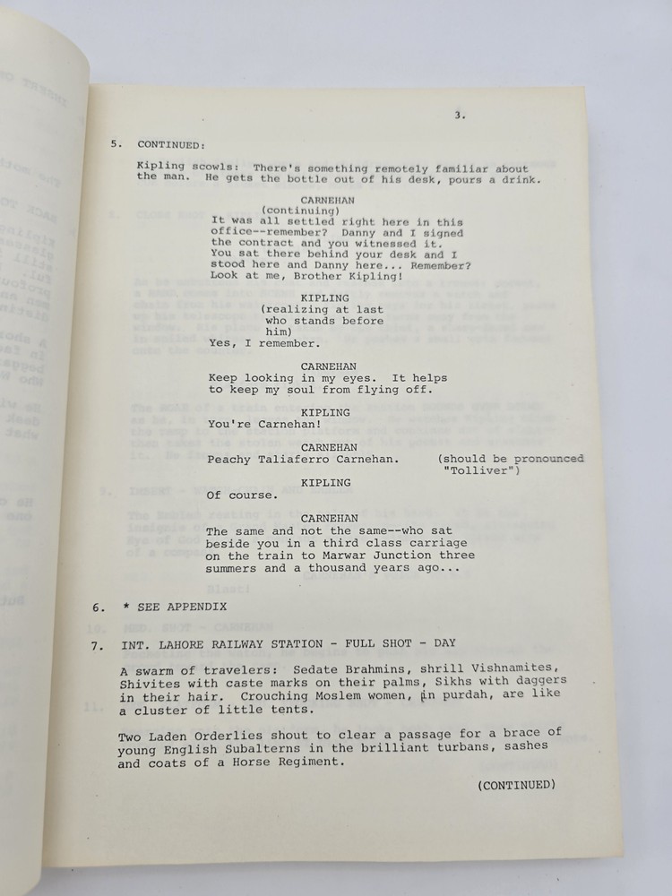 THE MAN WHO WOULD BE KING / John Huston 1975 Post-Production Screenplay Script