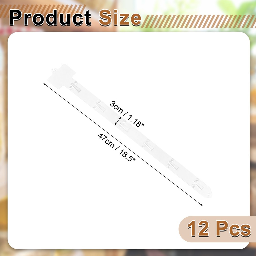 12Pcs Hanging Merchandise Strips, 18.5" Display Rack Stand, Clear