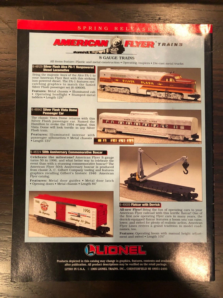 Lionel Trains Catalog 1995 Stocking/1996 Spring Releases