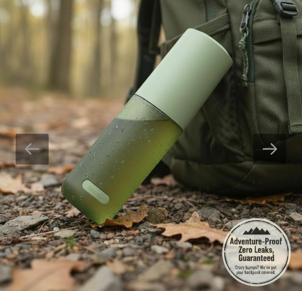 Water Filter Bottle Compact Leak-Proof: BPA-Free Plastic w Replacement Filter