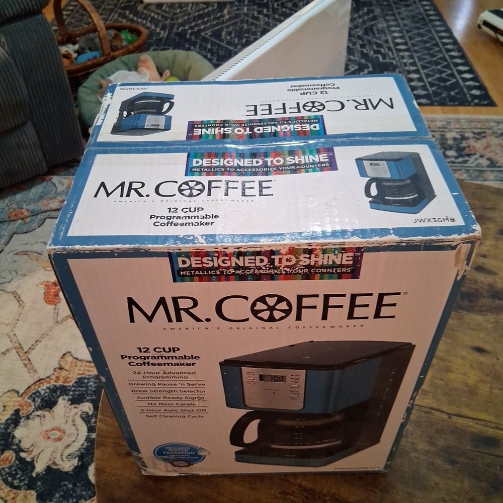 Mr. Coffee 12C Teal Blue Metallics Programmable Coffeemaker Auto Shut Off READ