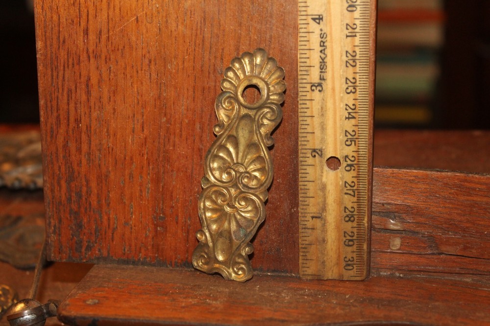 Antique Ornate Victorian Era Pressed Thin Brass Decorative Plate TORN END