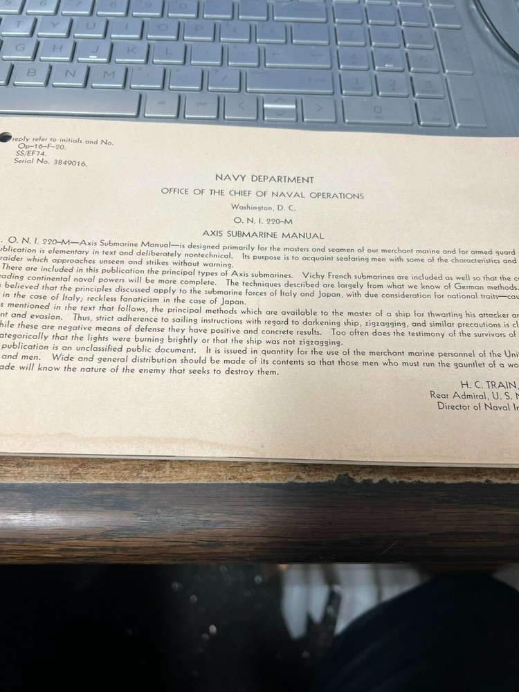 WW2 ONI RESTRICTED Axis Submarine Manual enemy sub operations and uses