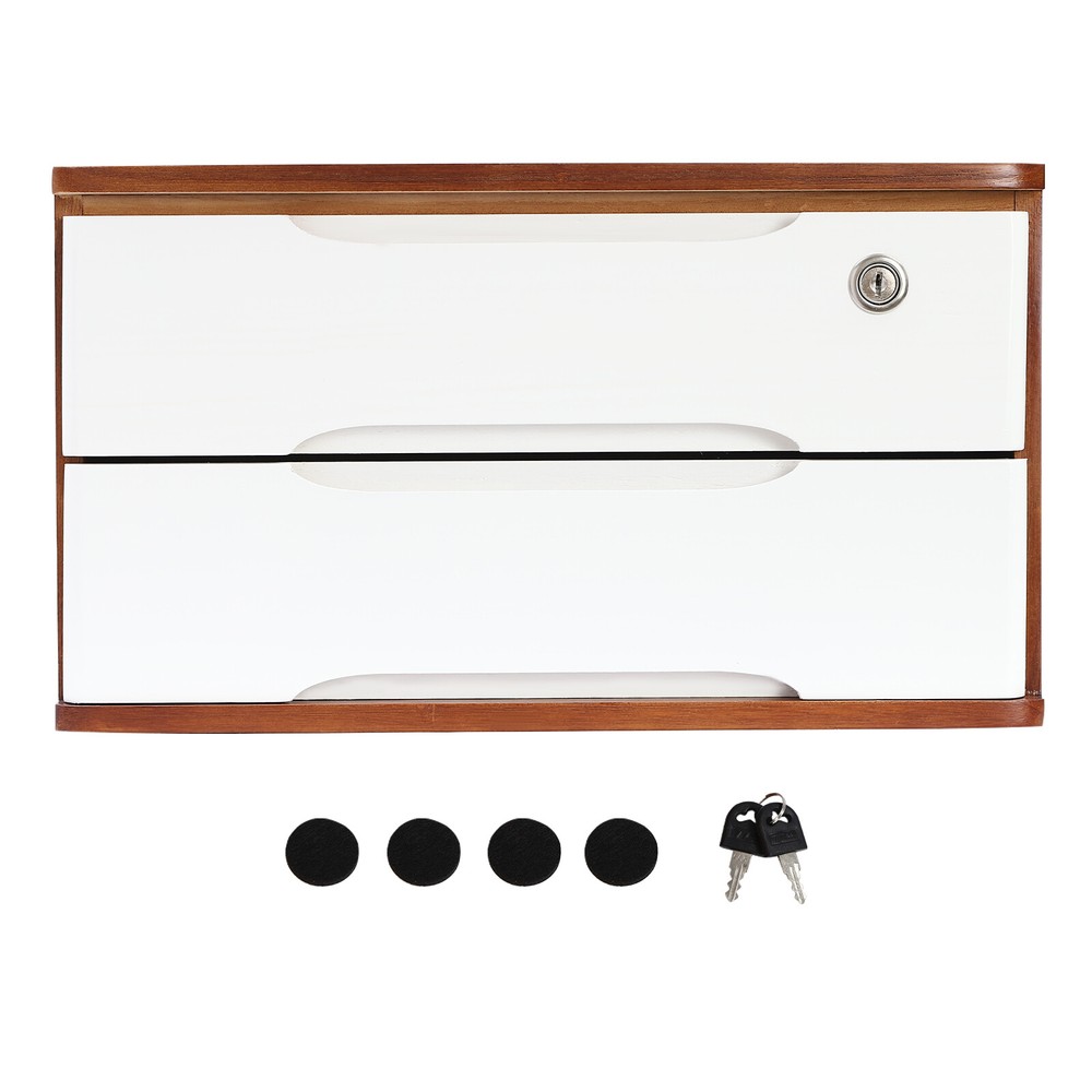 Wooden Desktop Storage Box, Desk Organizer, Desktop Storage Box with Lockable