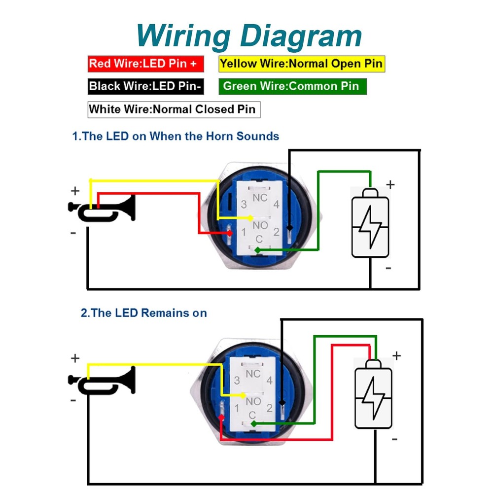 Horn Button, Momentary Push Button Switch, Horn Switch for Car Modification, Pus