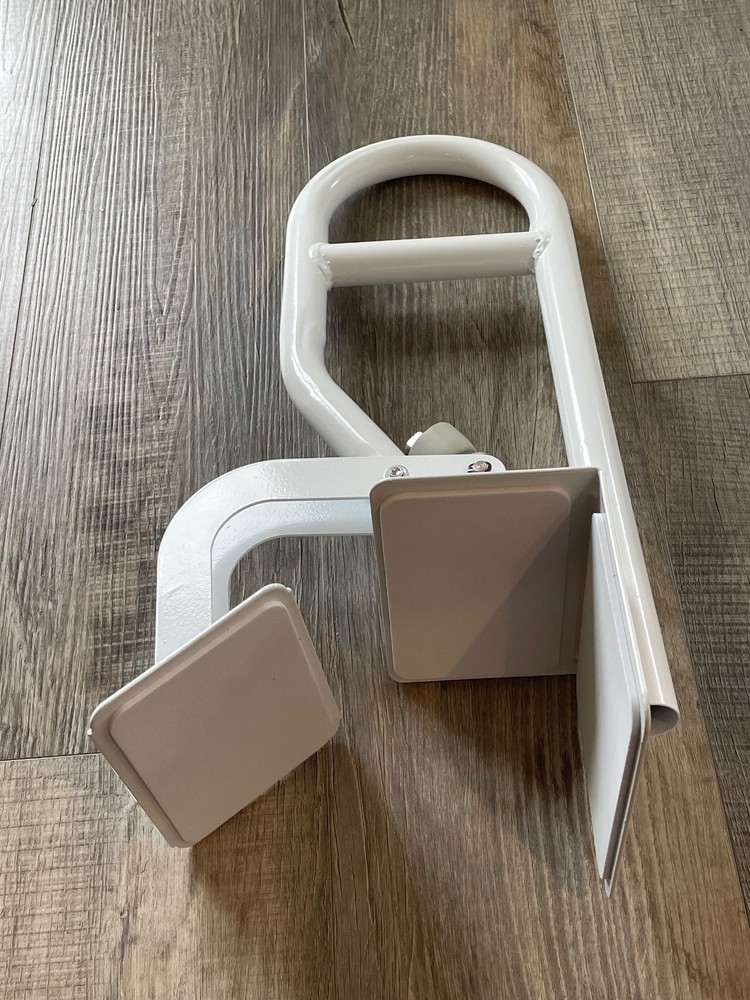 Metal Bath Safety Handle Bar Mounts On Bathtub White