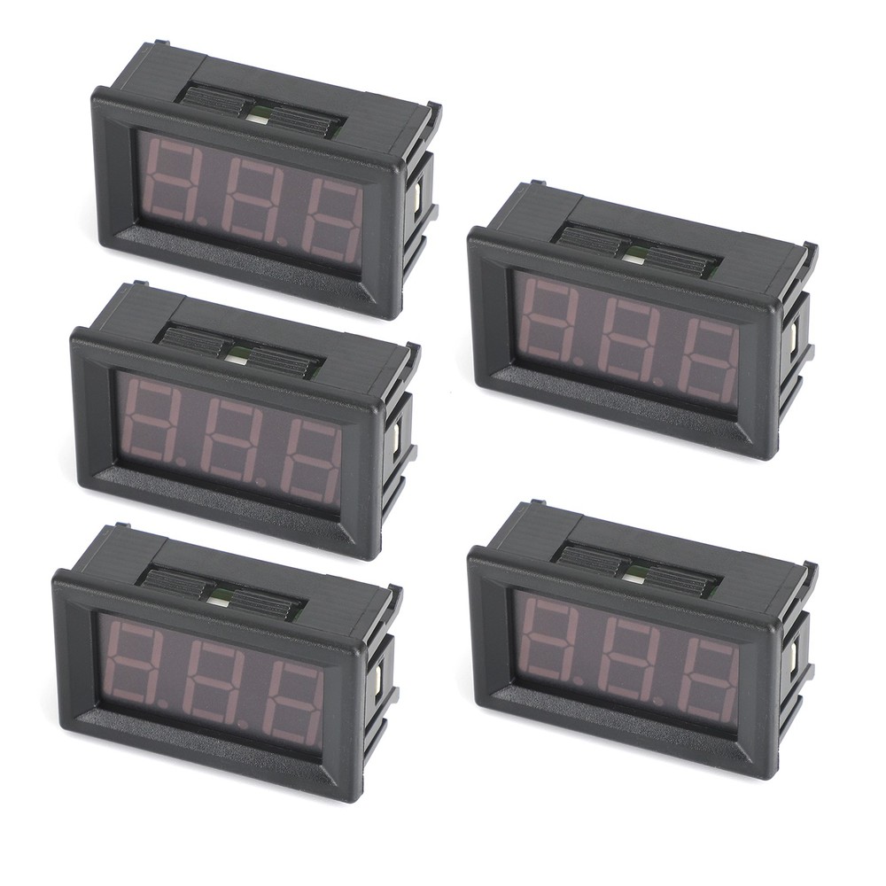 5Pcs Dc 5-120V Voltmeter Red Led Panel 3-Digital Display Volt Meter 2-Wire