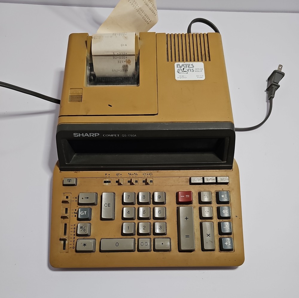 Vintage Sharp Compet QS-2760A Electronic Calculating Machine Tested & Working