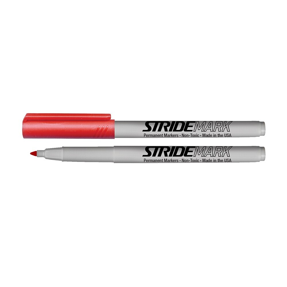 StrideMark Permanent Marker, Fine Point, Red Ink. 12/Pack, #27003