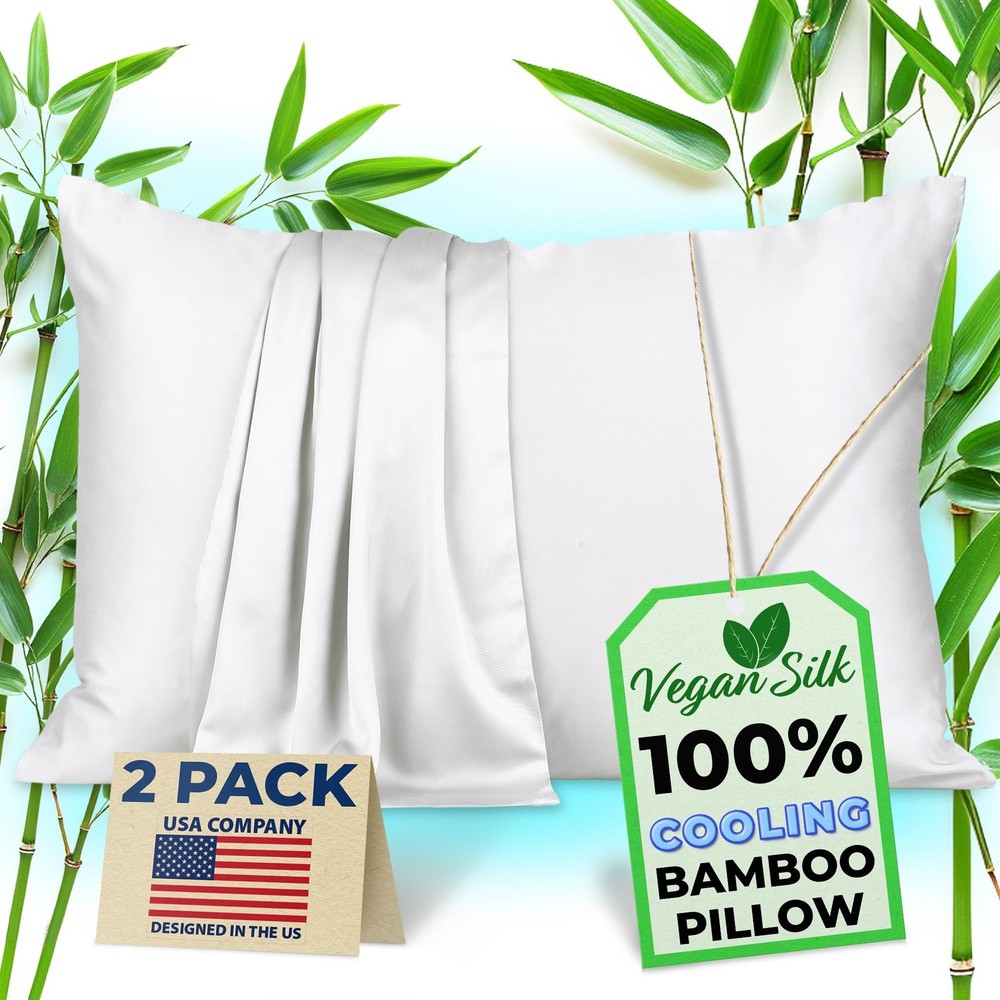 Pillow Cases - 100% Viscose Derived from Bamboo - Cooling Pillowcase - Queen ...