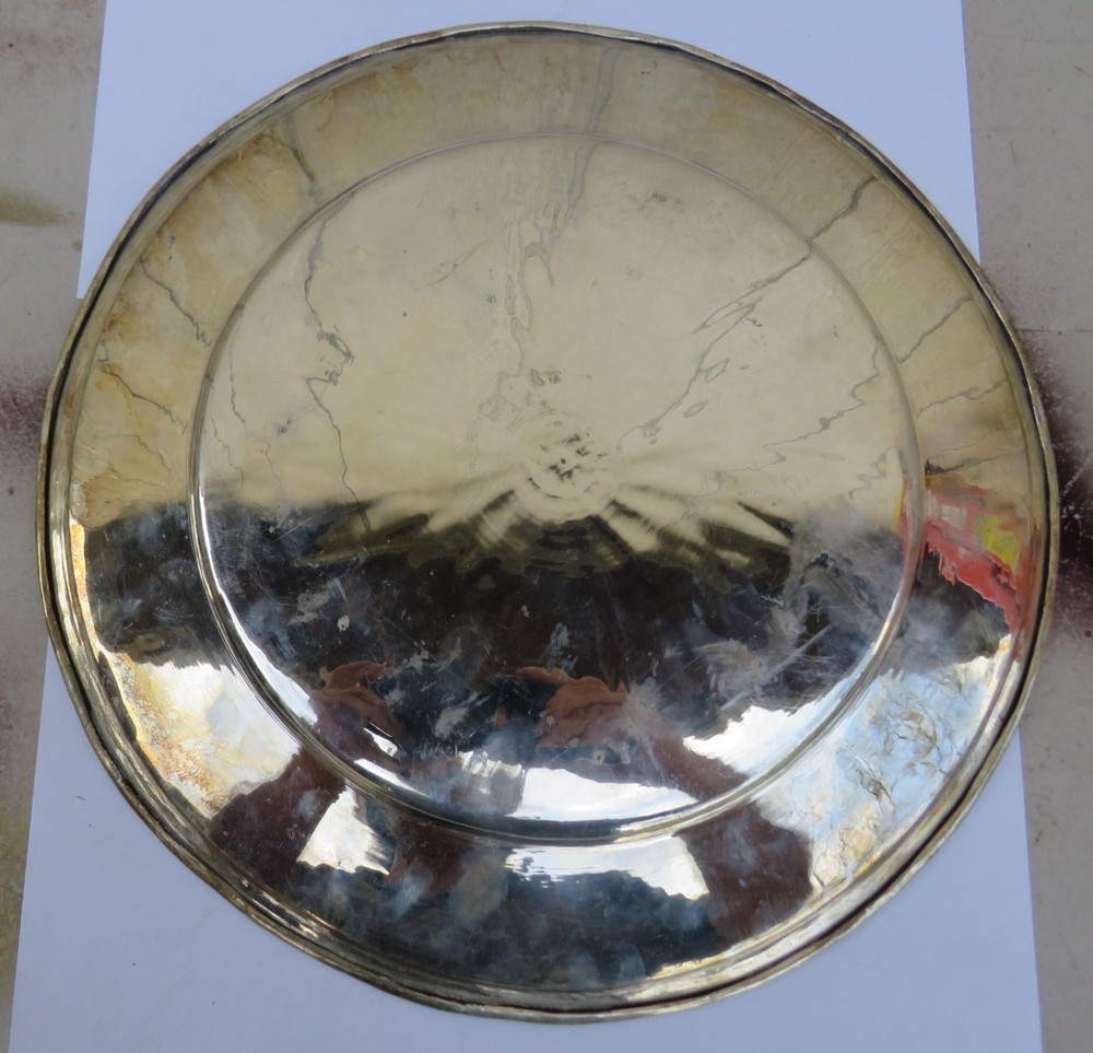 STUNNING PERSIAN DECORATIVE REPOUSSE SOLID SILVER LARGE 12 INCHES PLATE