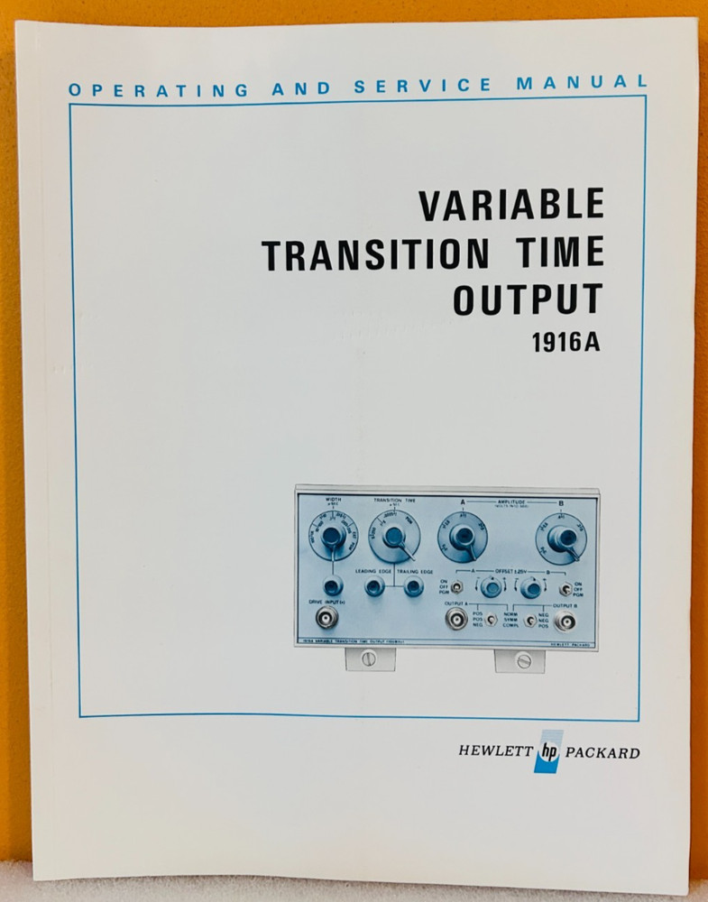 HP 01961-90001 Model 1916A Variable Transition Time Output Oper & Service Manual
