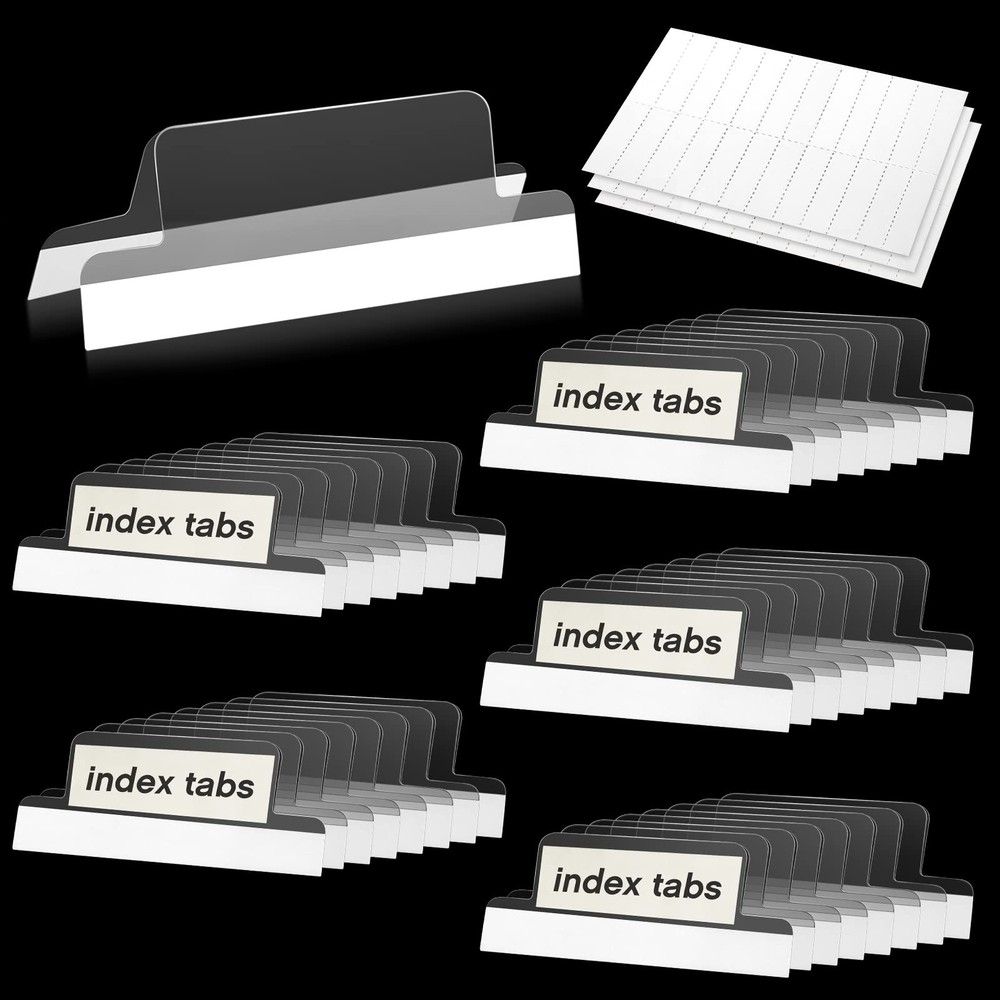 1.5 Inch Insertable Self Adhesive Index Tabs 50 Pieces with Paper Inserts
