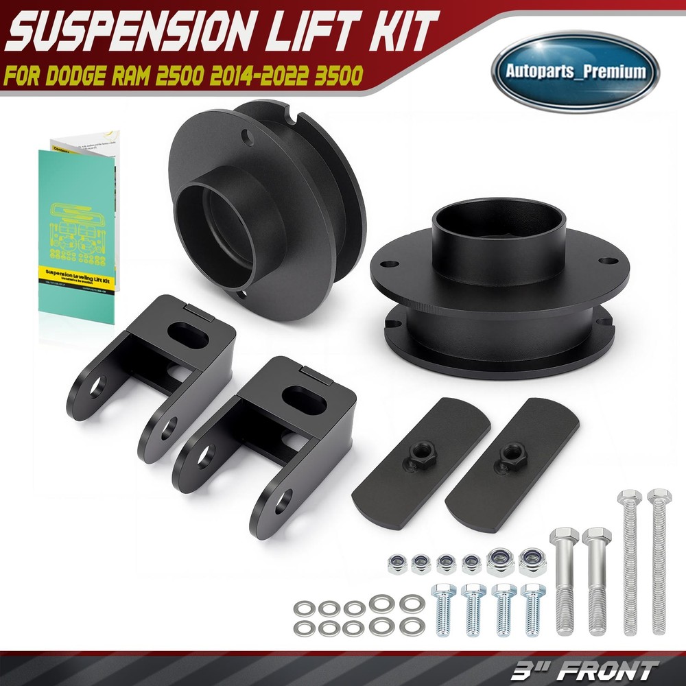 3"Front Leveling Lift Kit + Shock Relocation Bracket for Ram 2500 2014-2020 3500