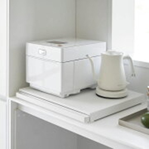Yamazaki Tower Kitchen Appliance Sliding Table Under Coffee Maker Toaster White