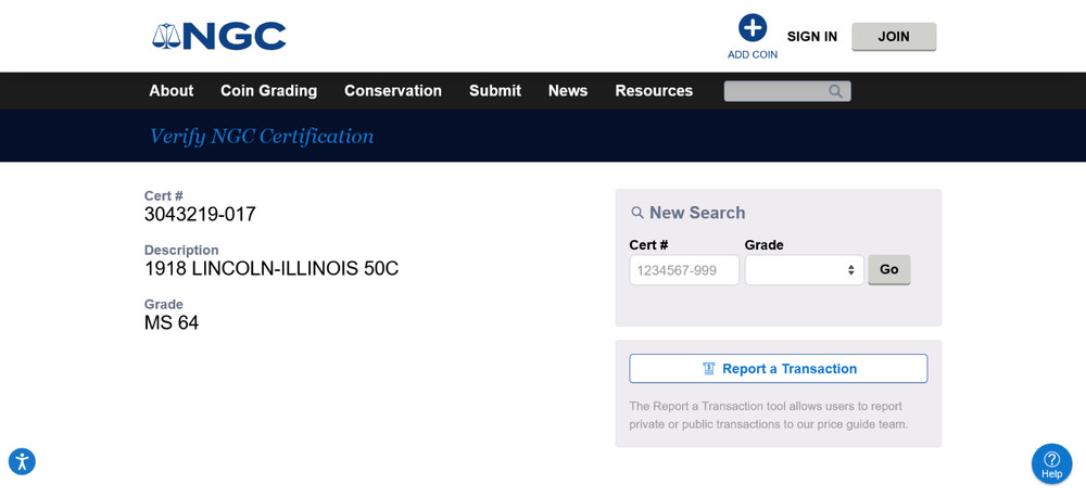 1918 Lincoln-Illinois Commemorative Half Dollar ~ NGC ~ MS64