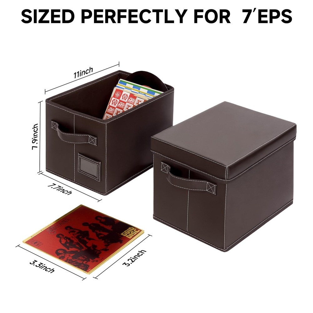 7-Inch Vinyl Record Storage Box 2-Pack – Holds 120 LPs, Stackable Organizer