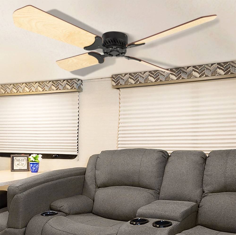 RecPro RV 12V Ceiling Fan | 4-Blade | 4-Speed | Near Silent Operation