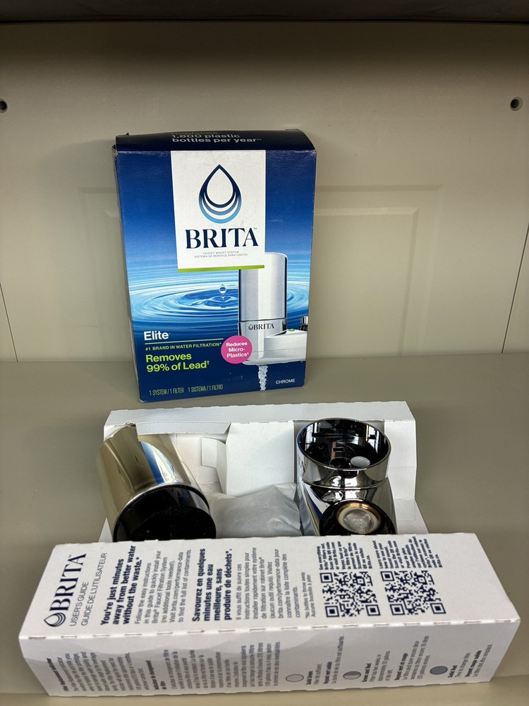 Brita Elite Faucet Mount Water Filter System Chrome Removes 99% Lead