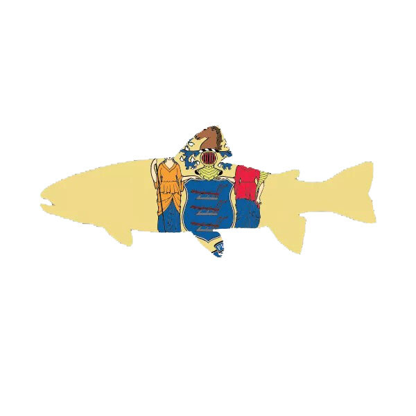 New Jersey State Shaped Trout Sticker Decal