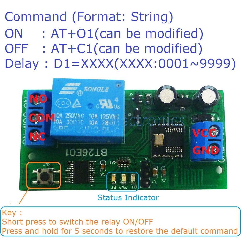6 Commands DC12V 1 Channel Bluetooth BLE 5.2 Relay Switchc Module Control Board