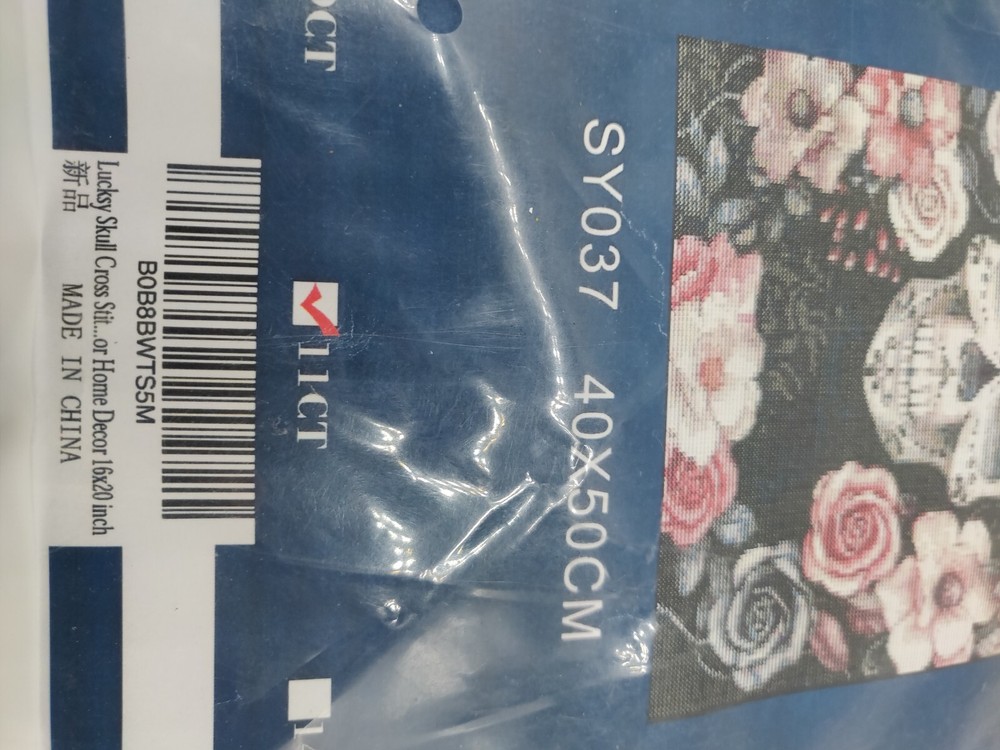 Lucksy Cross Stitch Kit Skull & Flower Learn a Craft Includes Everything Needed