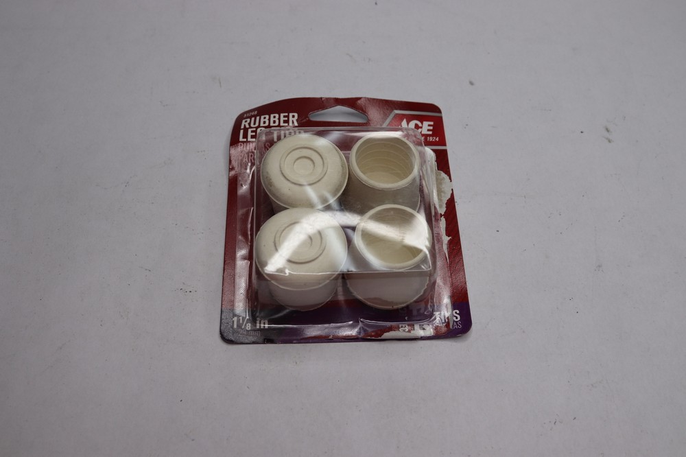 (4-Pk) Ace Leg Tips White/Off White Rubber 51248