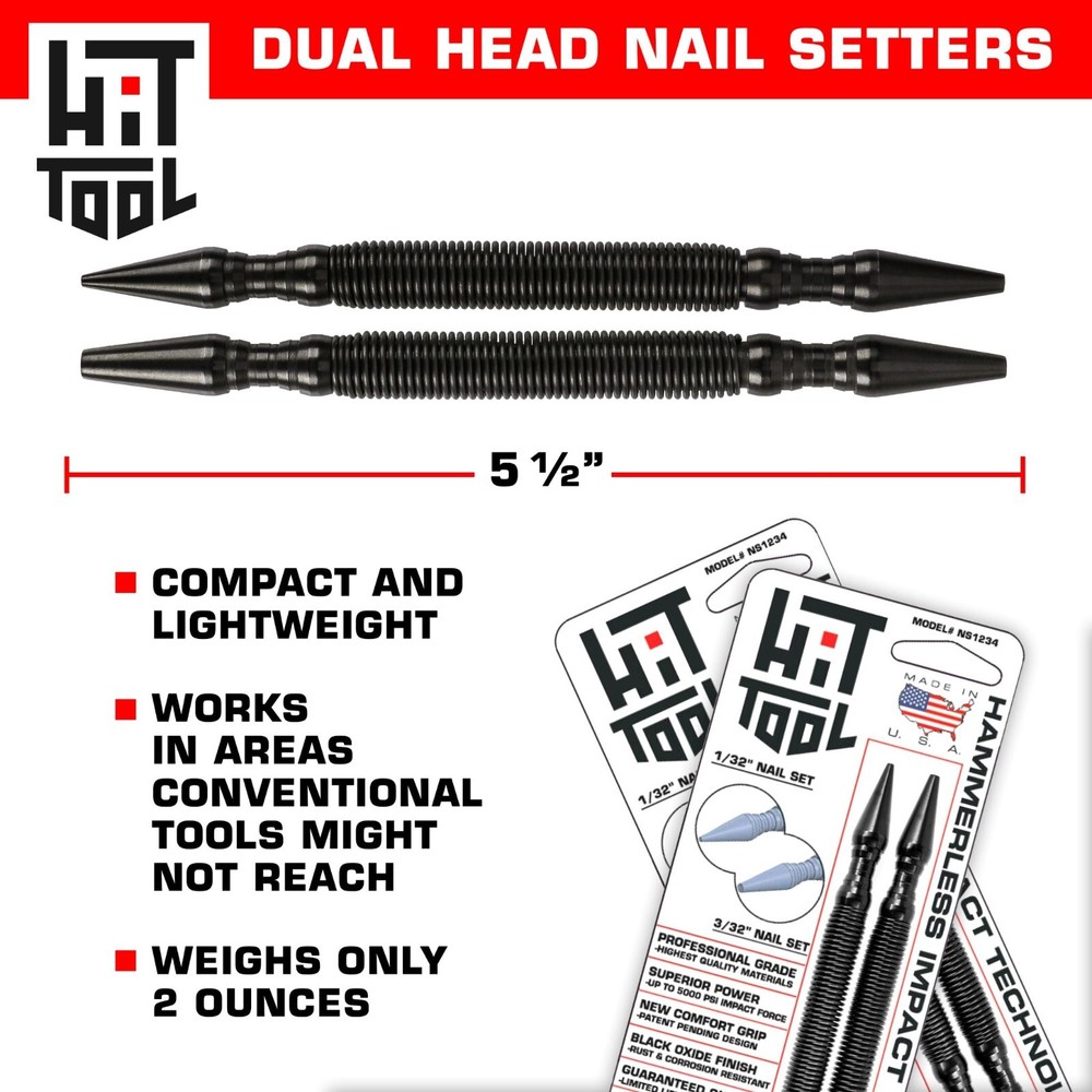 HIT Tool Pro Finish Kit Nail Set Combination Hammerless Spring Tool Set
