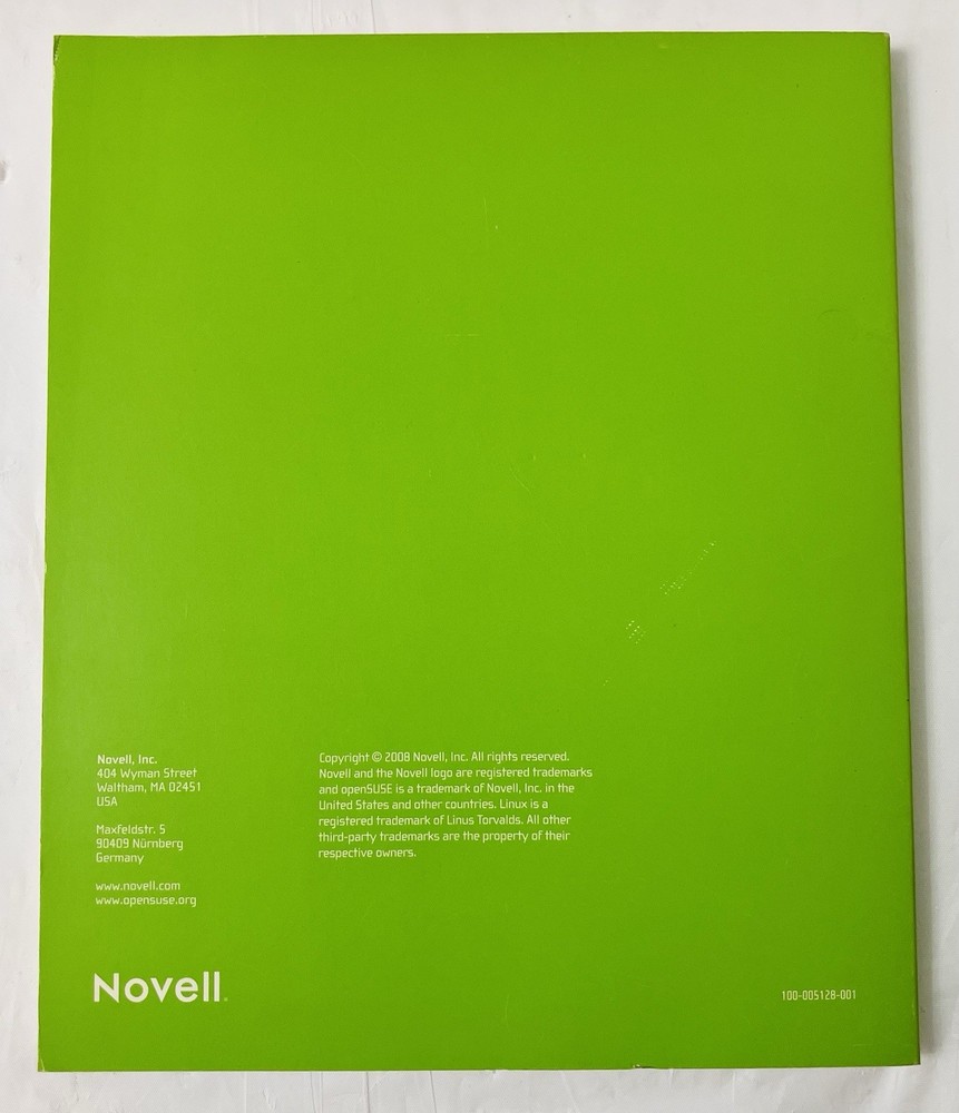 openSUSE 11.0 Start-Up Guide Softcover Linux Novell (2008) Reference Manual, VG+