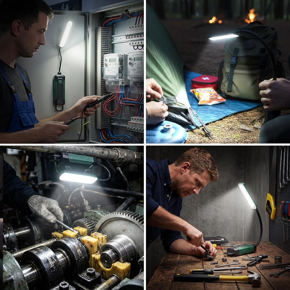 Cordless LED Worklight Rechargeable Handheld Torch Magnetic Lamp Hook Flashlight