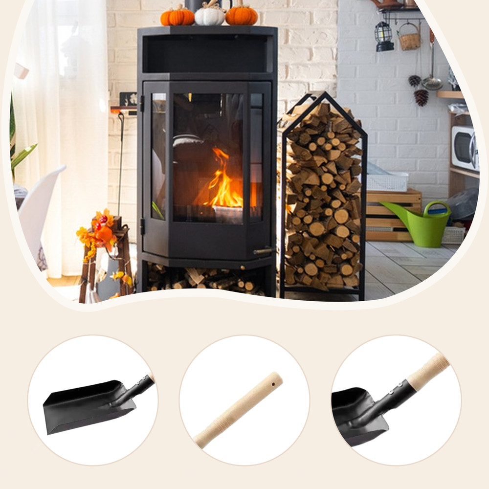 Ash Shovel Hearth Brush Set Cleaning Tool with Gloves Fireplace Tools Set