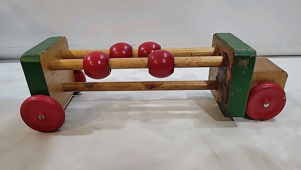 Vintage 1950s "Peg A Way" Wooden Pull Toy A Right Time Toy Missing Pull String