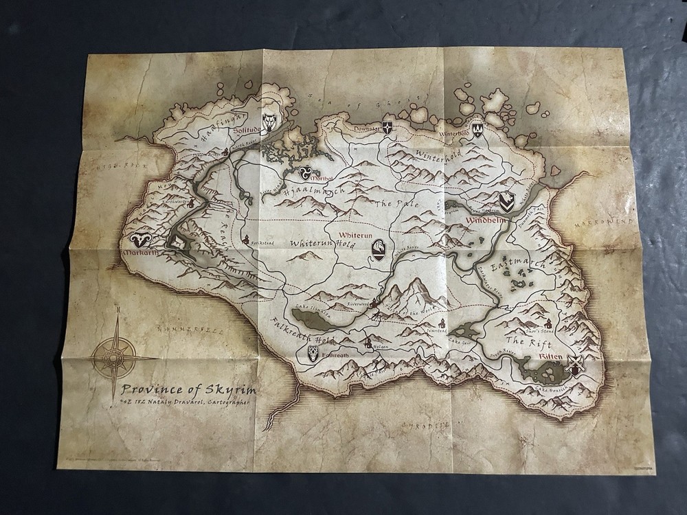 Elder Scrolls V: Skyrim Map Insert Xbox 360 Ps3 Poster Map Insert only