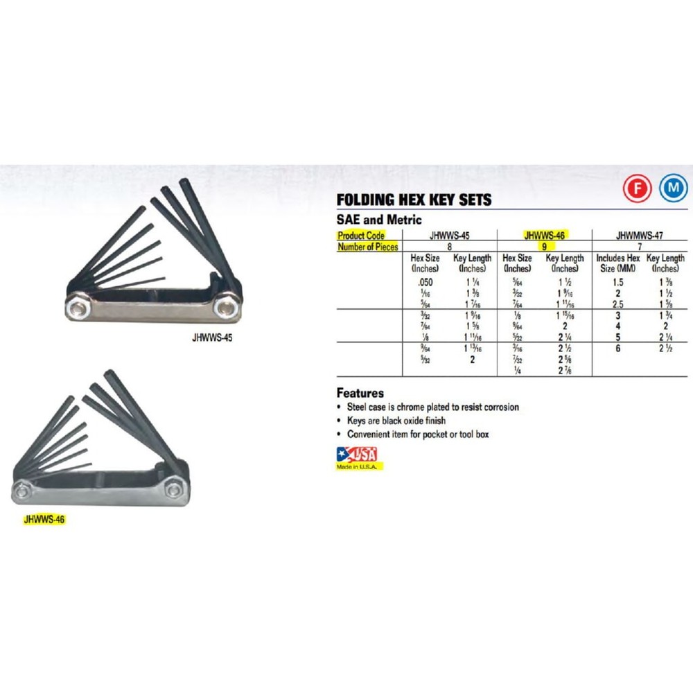 Williams WS-46 Hex Key Set, 8-Piece