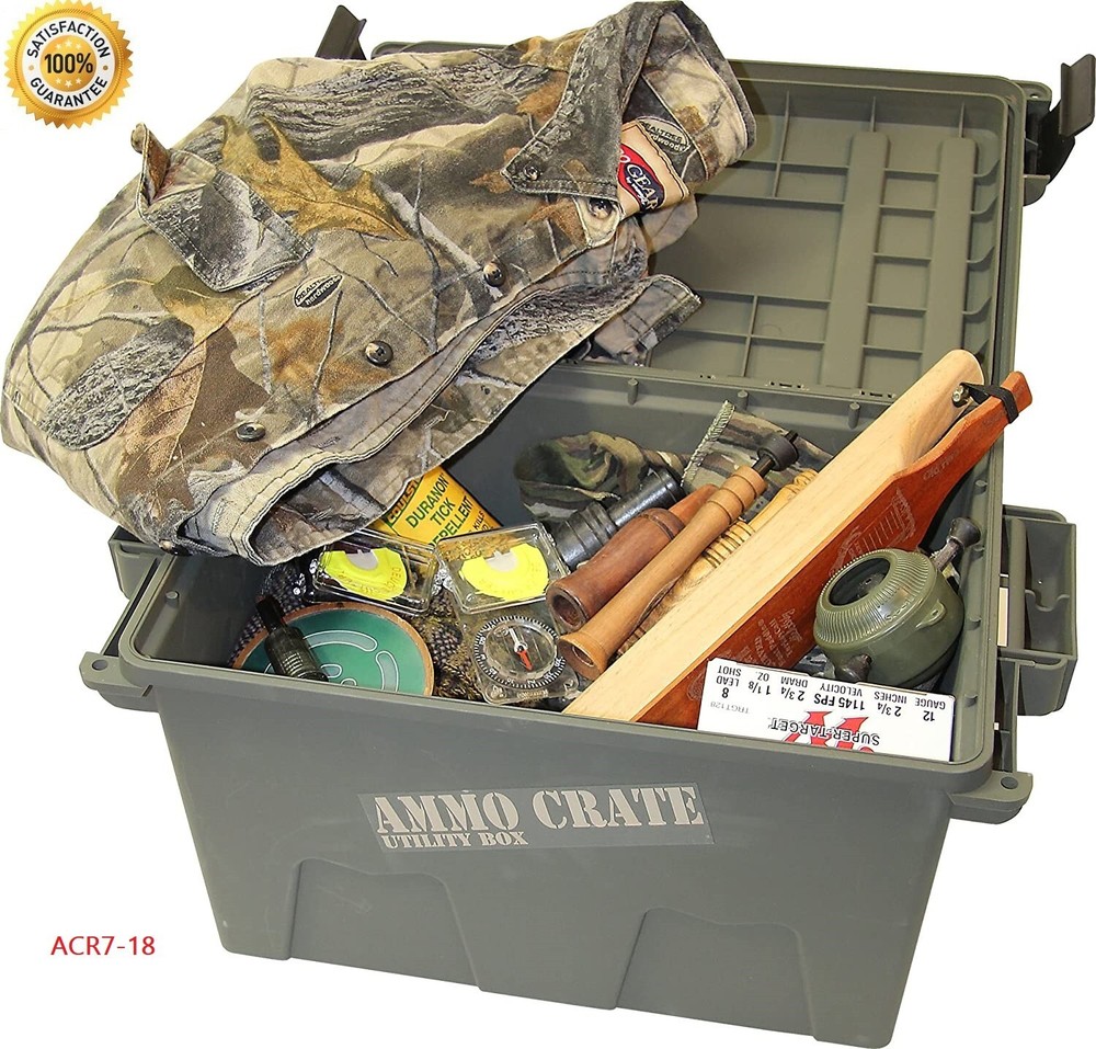 Military Ammo Crate Stackable Utility Caliber Bulk Storage Box MTM ACR7-18 GREEN