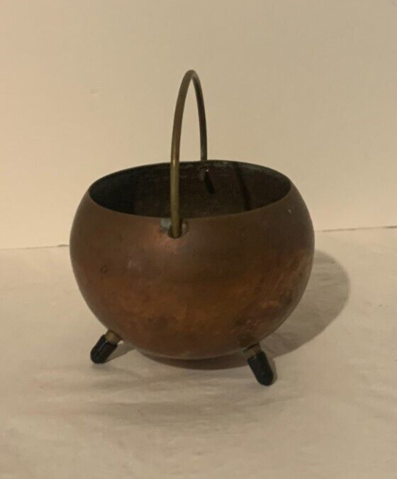 Mini Copper Couldron with Handle 11" Round 2.5" High