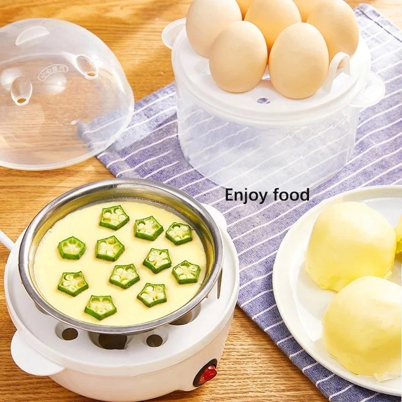 Electric Egg Cooker Boiler Double Layer Automatic 14 Egg Capacity Steamer